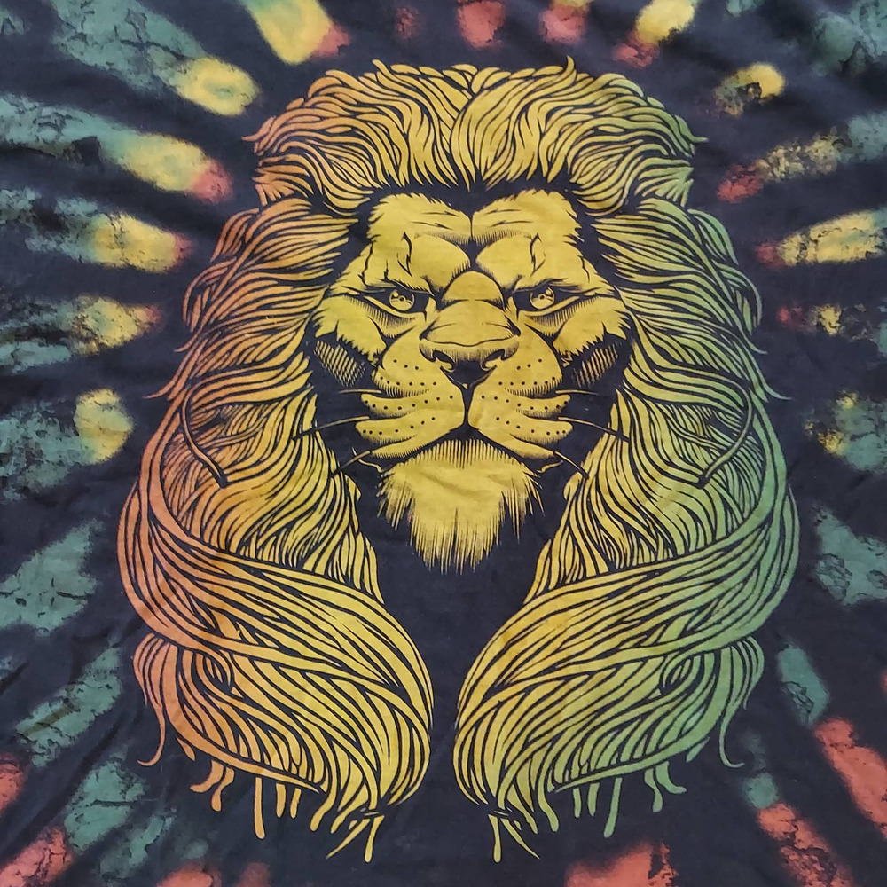 Graphic T-Shirt Mens XL DOM Lion Art Rastafari AOP Front Short Sleeve Tee